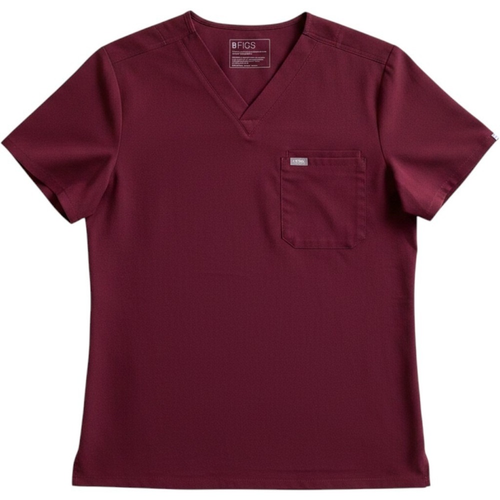 FIGS Mens Scrub Top Leon V-neck Burgundy Maroon FM1500 PO#1699 - Large